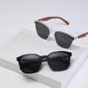 Retro Wood Grain Polarized Sunglasses with UV Protection
