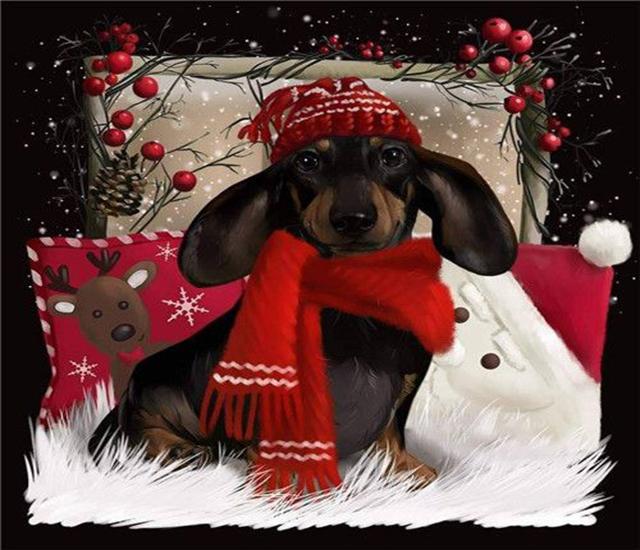 Ruopoty DIY Frame Picture By Numbers Cat Animal HandPainted Wall Art Unique Gift Painting By Number Winter Christmas Gift