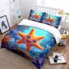 Underwater Starfish-Themed Decor Set Exquisite Three-piece Bedding Set Gift for Kids and Adults