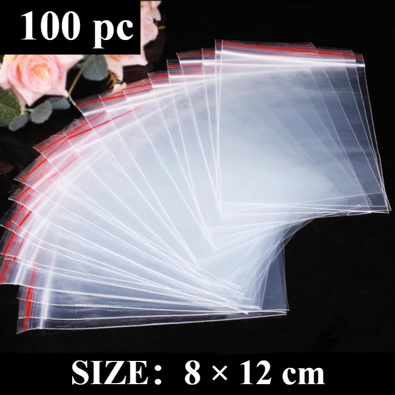 100 Pcs/Pack Small Zip Lock Plastic Bags, Reclosable Transparent Bag, Shoe Bag Vacuum Storage Bag, Poly Clear Bags Thickness 0.05mm