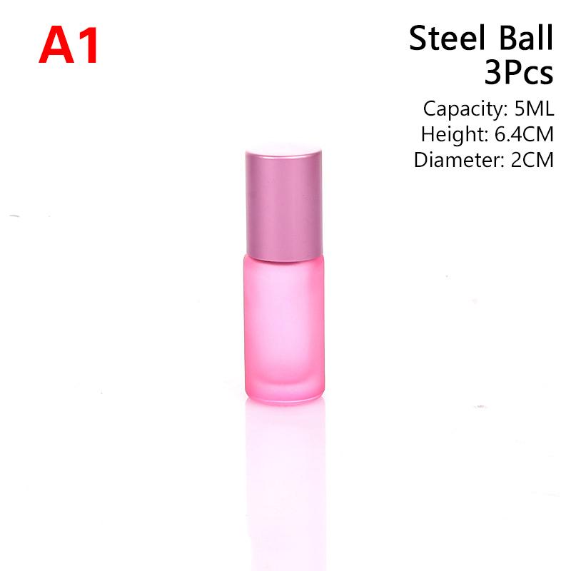 3Pcs Essential Oil Roll On Bottle Multicolour Empty Perfume Bottles Glass Containers Skincare Product Container