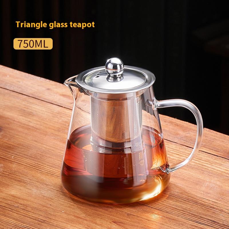 GIANXI Flower Teapot Open Flame Heating Glass Teapot Filter Tea Cup High Temperature Coffee Pot Coffee Cup Home Tea Set