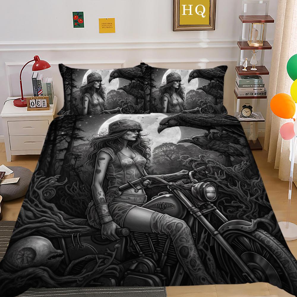 Beauty Skull bedrucktes Trösterbezug-Set, Doppelbettgröße, Mikrofaser-Tagesdecken, modische, hochwertige Heimtextilien