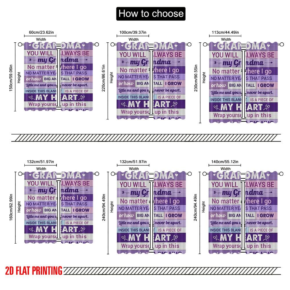 2pcs,2D plane printing Creative Curtains Grandmas Love Blanket Durable 100% Polyester Fabric (without rod) Versatile All Use for