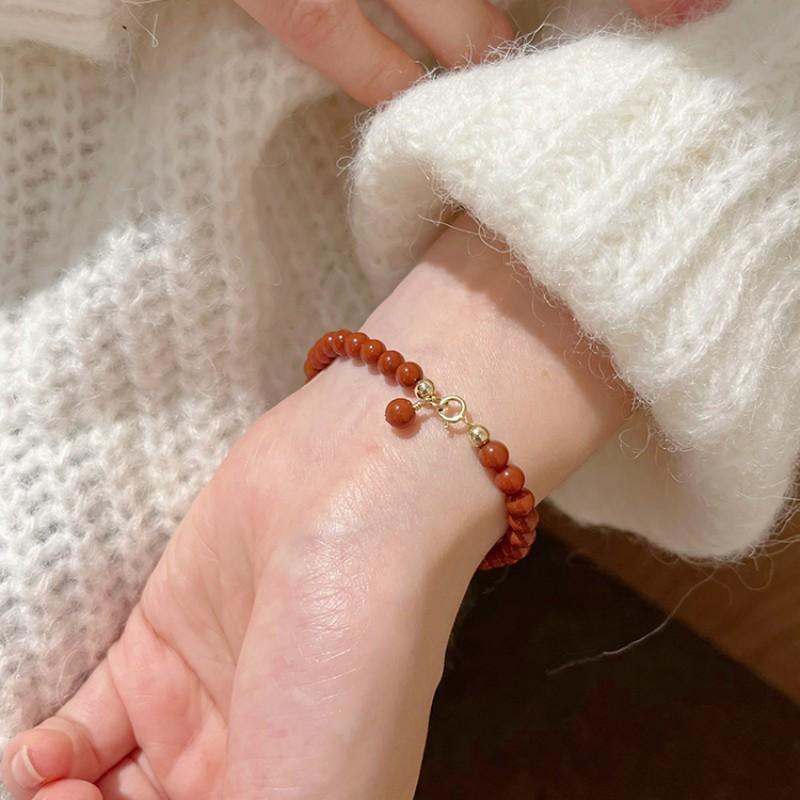 Persimmon Red Natural Southern Red Agate Bracelet, Zodiac Bracelet for Women, Simple Rabbit-themed Jewelry Gift for Girlfriends