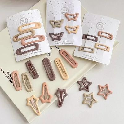 4 teil/satz Baby Mädchen Haar Clip Koreanische Stil Milch Tee Farbe Barrettes für Mutter & Kind Einfachheit Bang Seite Clip Baby haar Zubehör