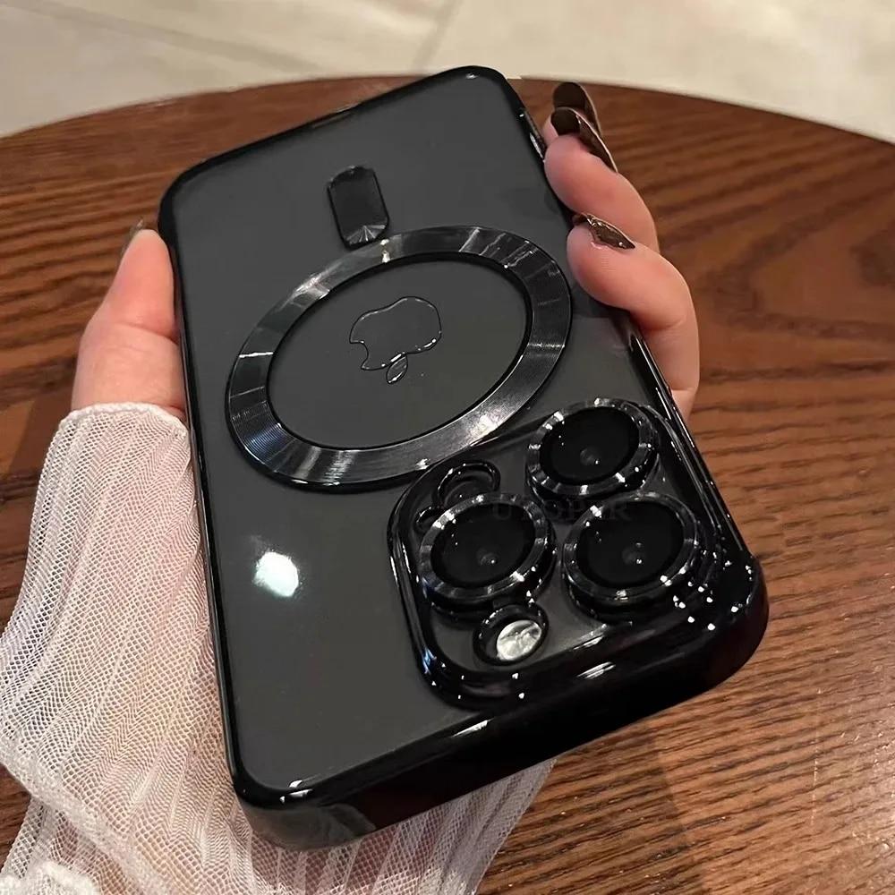 Plating Soft TPU Full Lens Protect Case pro iPhone 15 14 13 12 11 Pro Max Plus Magsafe Magnetic Wireless Charging Clear Cover