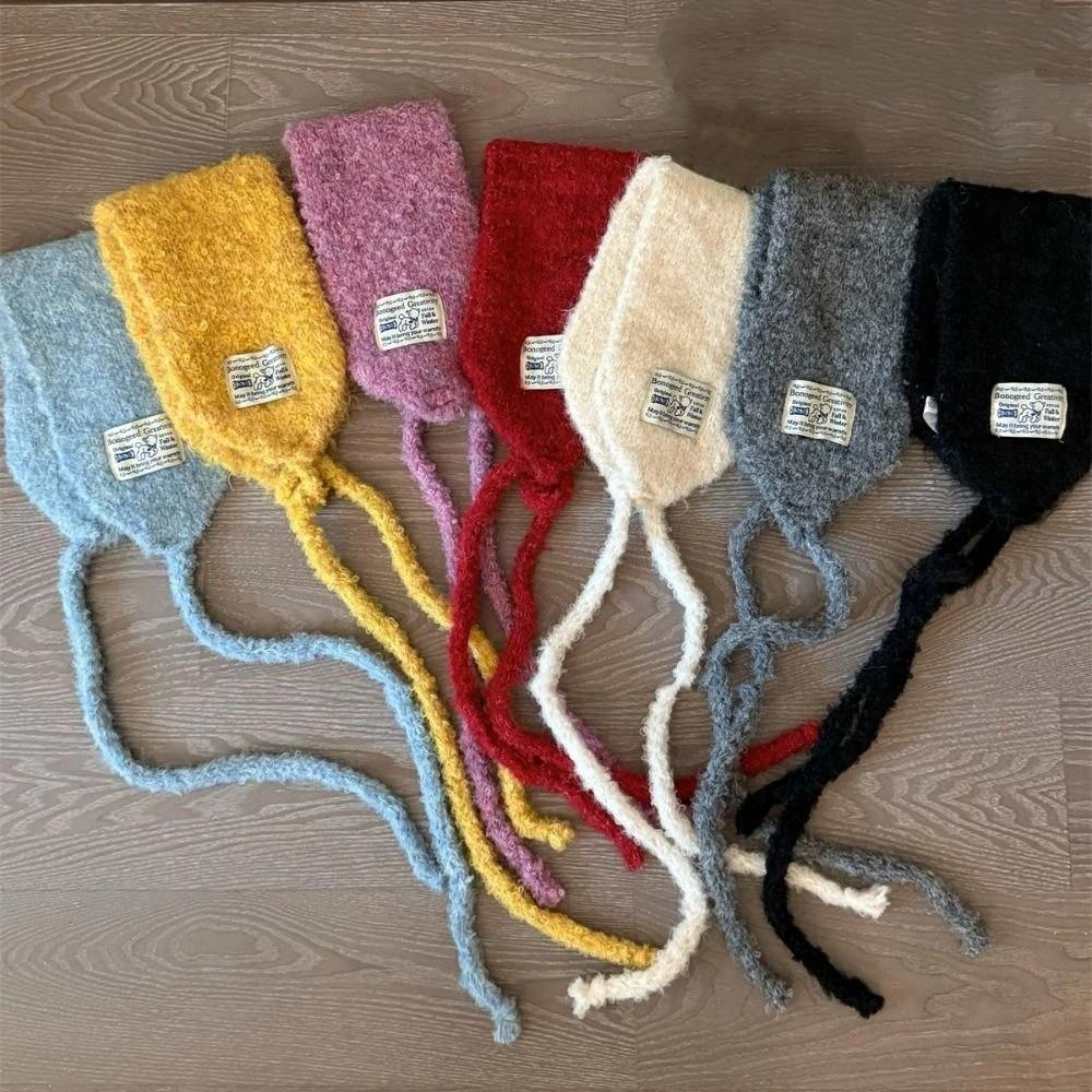 Korean Style Knitted Ear Covers Solid Color Warm Earlaps Wool Strappy Earmuffs Casual Wear