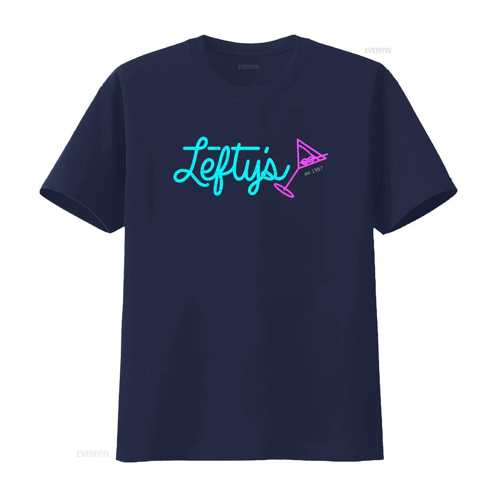 Leftys Bar T Shirt Logo Leisure Symbol Suit Sign Game Larry Games Gaming 1987 Est vintage Washed Soft streetwear Slightly
