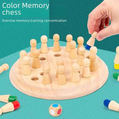 Holzfarbenes Memory-Schach: Kinderpuzzle & Interaktives Eltern-Kind-Brettspiel für Früherziehung und Konzentrationstraining