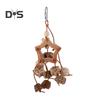 Colorful Hanging Parrot Bird Toy Training Biting Chewing Accessory Handmade Natural Wood Bird Swing Hanging Wind Chime for Parrot