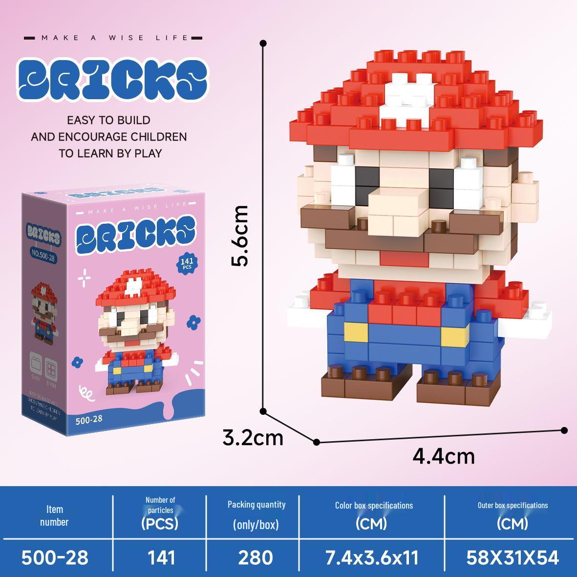 Influencer-Style Cartoon Micro-Particle Building Block Toys for Kids