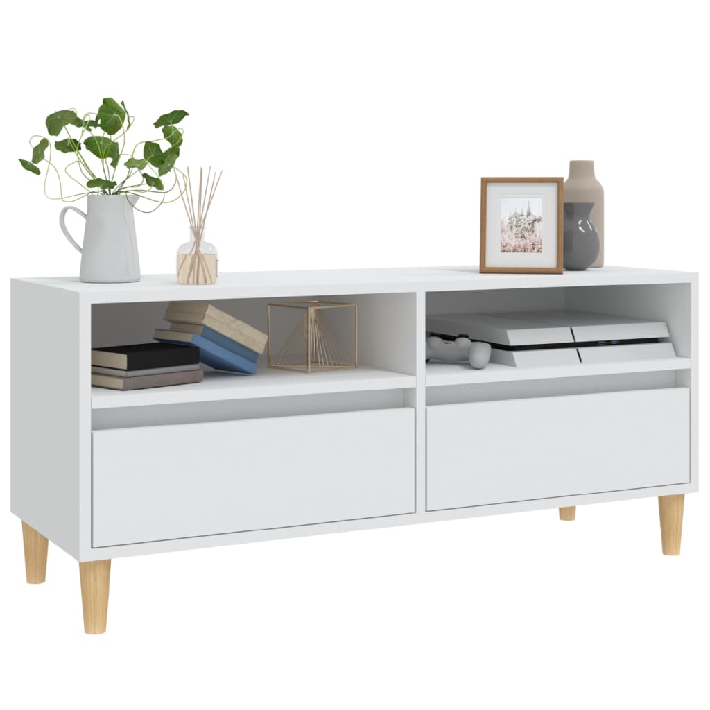 Vidaxl Szafka Pod Tv, Biała, 100X34,5X44,5 Cm, Materiał Drewnopochodny