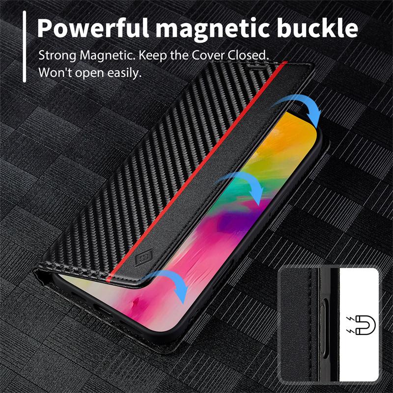 Etui A52S A51 Carbon Fiber Magnetic Flip Case for Samsung Galaxy A52s 5G A51 A515F A71 A72 A12 A32 A22 Soft Leather Wallet Funda