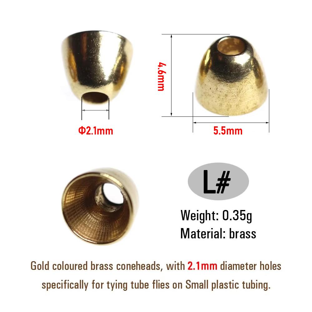 50 Stück Messing Conehead Perlen Fliegenbinden Materialien für Tubenfliegen Woolly Buggers Streamer Salzwasserfliegen Forellenangelköder