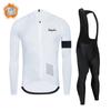 Winter Thermal Cycling Jersey Bib Tights Set Men Breathable Warm Road Mountain Bike Riding Gear