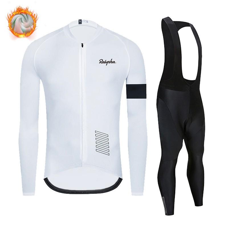 Winter Thermal Cycling Jersey Bib Tights Set Men Breathable Warm Road Mountain Bike Riding Gear