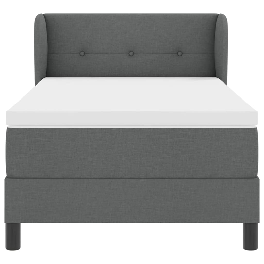 Boxspring Bed with Headboard Dark Grey 100 X 200 Cm Fabric