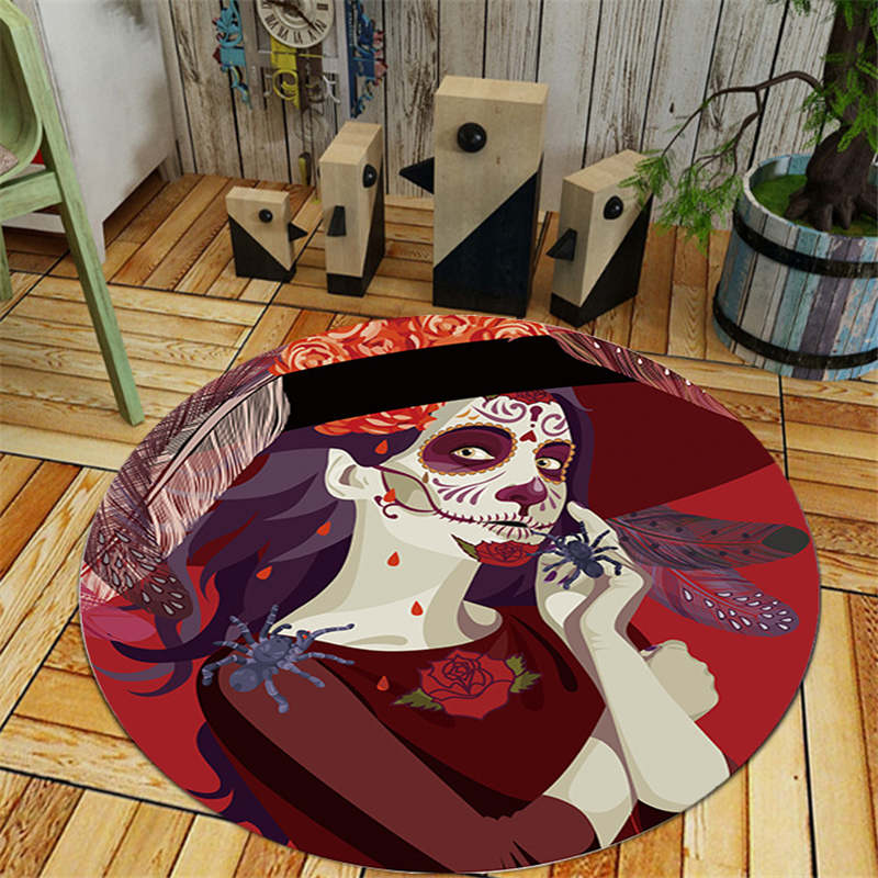 Novelty and Horror Printed Round Floor Mats Decorate the Doormat and Floor Mat of a Room At Home