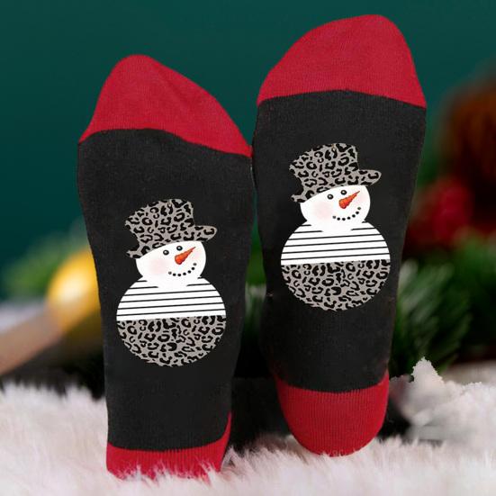 

1 пара осенне-зимних женских и мужских носков средней длины, Санта-Клаус, олень, снеговик, чашка вина, длинные носки с узором цветных блоков, милые носки с рождественскими мультфильмами