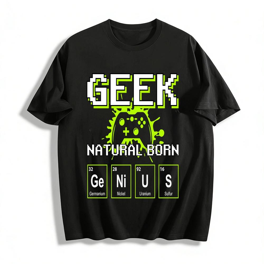 

Natural Born Geek Pixel Art Game Controller Graphic Casual Tee Pure cotton T-shirt XXS