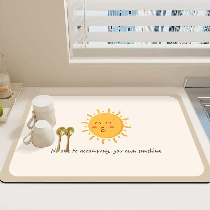 Floral Pattern Anti-Slip Mat for Dish Drying and Table Decoration with Heat Insulation