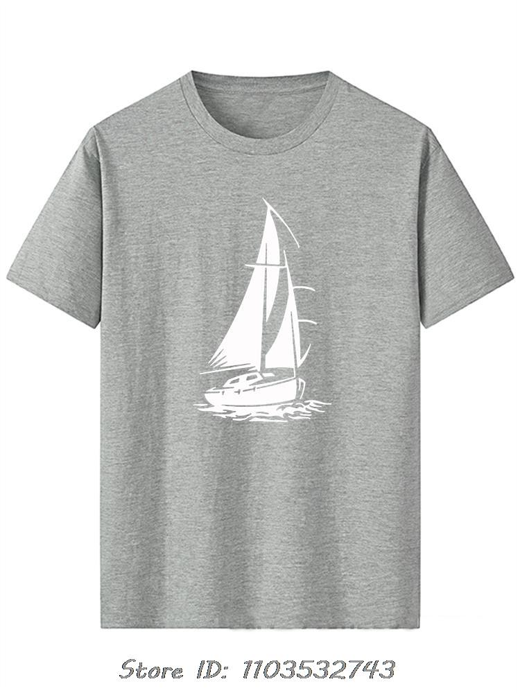 Men's Clothing Oversized T-shirt Funny Yacht Boat Ship Sea Ocean Waves Casual Fitness T Shirt Handsome Raglan Cotton Tshirt