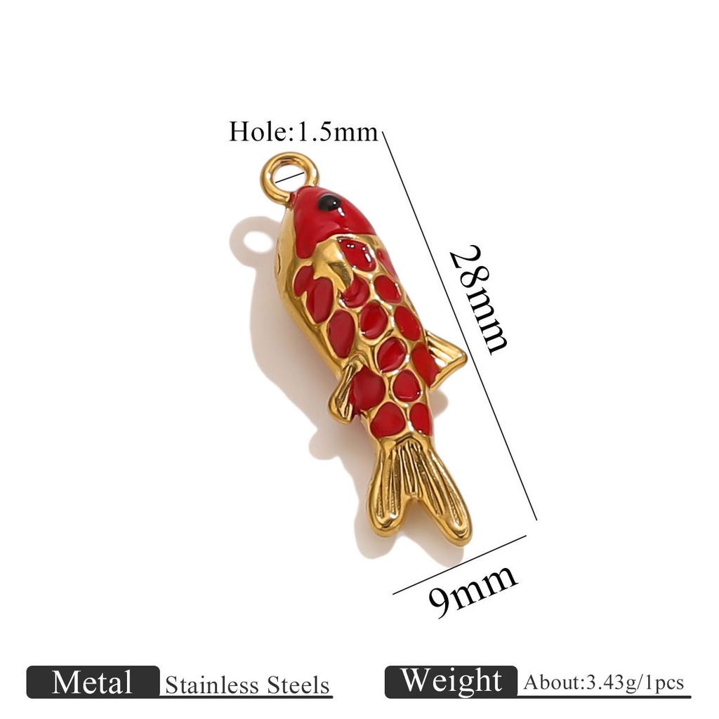 Yori Colored Oil Dripping Carp DIY Pendant Stainless Steel Jewelry Accessories Pendant Necklace Bracelet Accessories