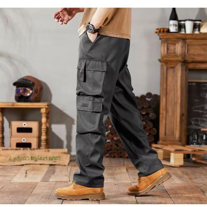 Men's Large Casual Loose Fit Workwear Pants with Cargo Pockets for Construction and Summer Wear