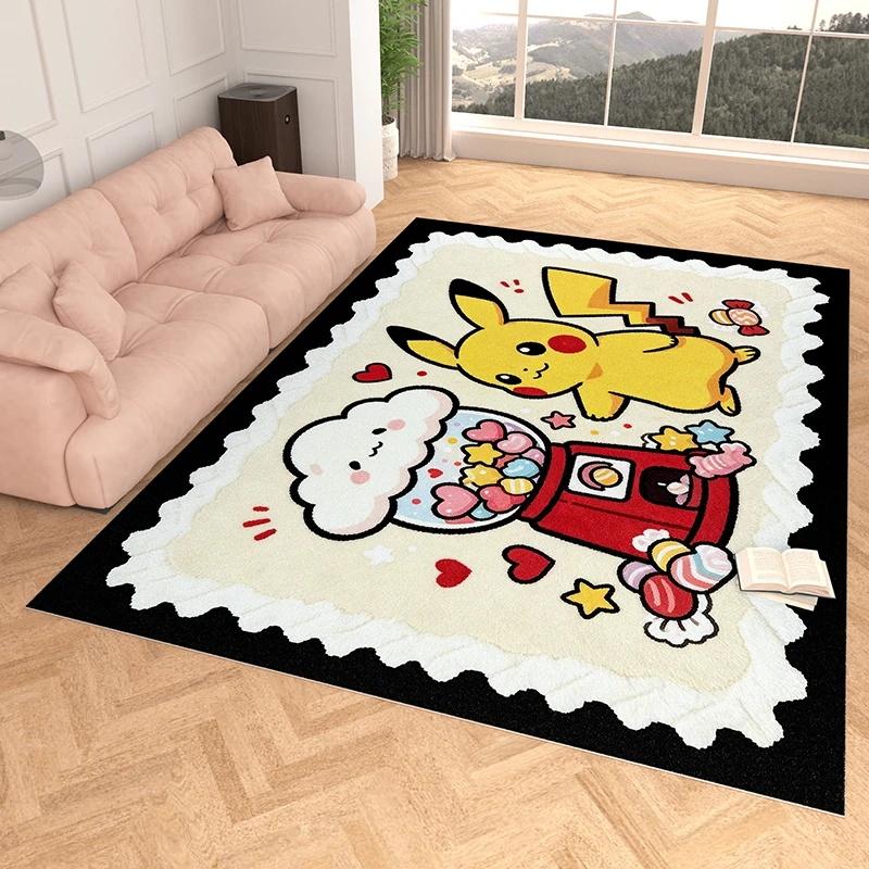 Indoor Rug, Faux Cashmere, Pikachu 3D Print, Soft Water Absorbent, Christmas Household Floor Mat