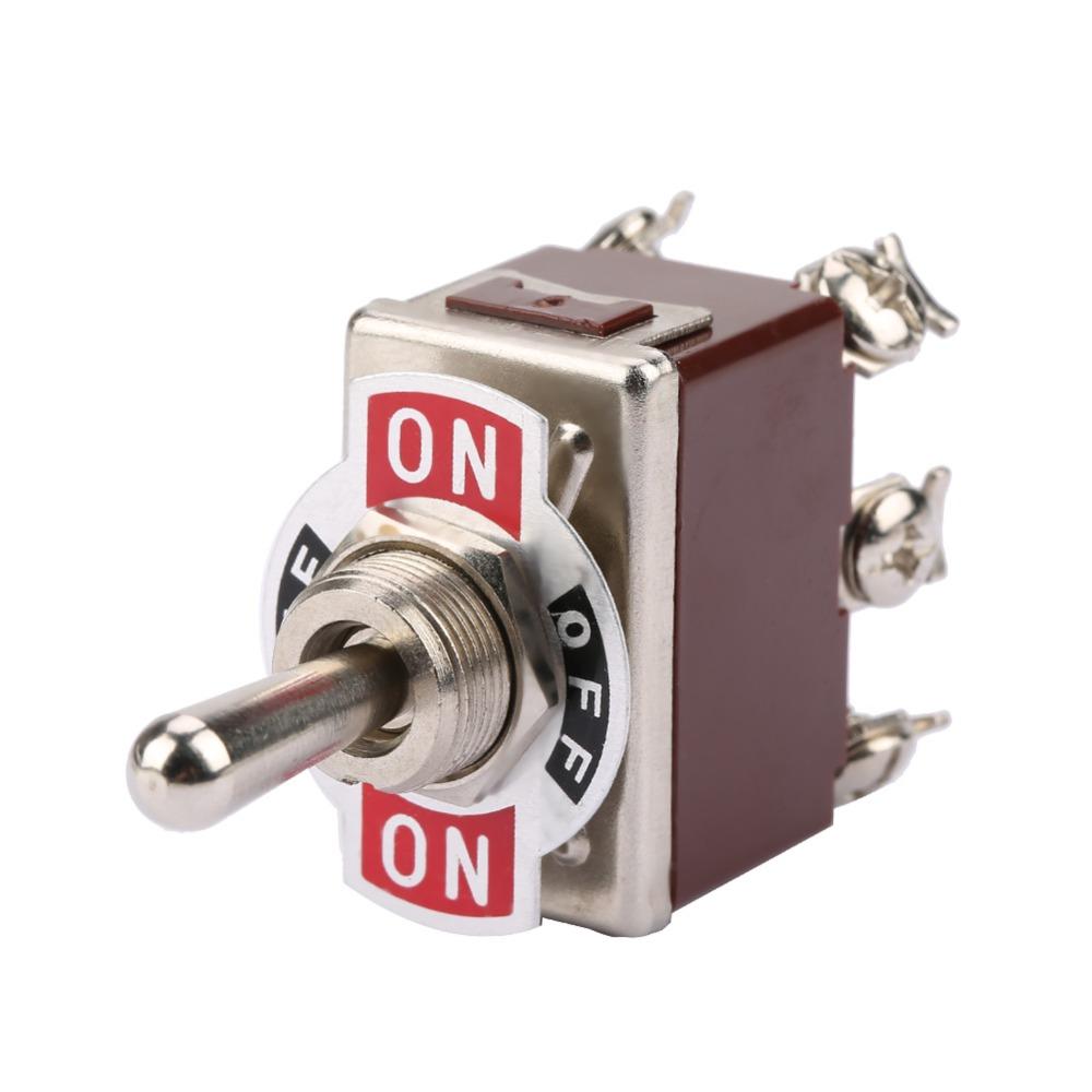 ON-Off-ON 3 Position Momentary Toggle Switch 12mm Button 6 Pin Rocker Switch 15A 250VAC Heavy Duty Spring Loaded Toggle