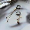 Vintage Personality Punk Heart Shape Tassel Stud Earrings Fashionable Charm Long Style Asymmetric Earring Jewerly Accessories