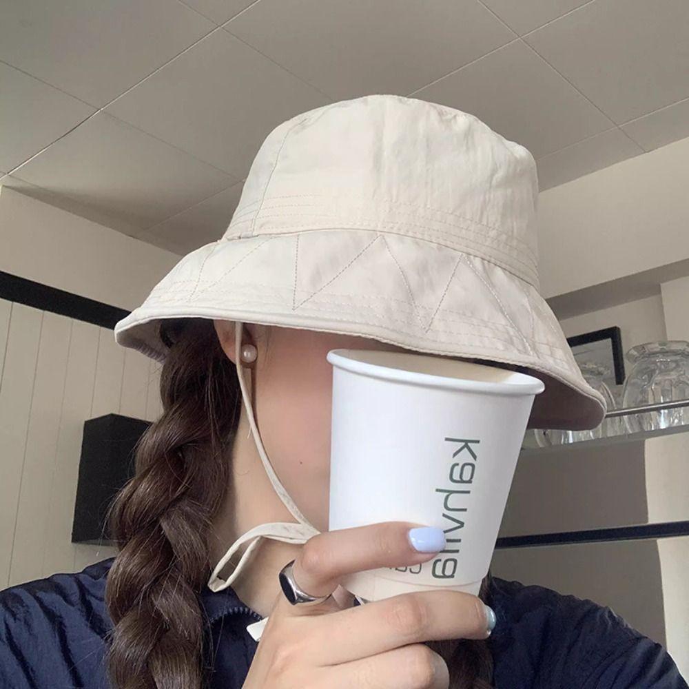 Wide Brim Fisherman Hat Lace-up Sunshade Basin Hat Fashion Sun Hat