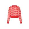 Casual Commuting Light Luxury Color Block Letter Pattern Jacquard Long Sleeve Knit Sweater Women Sweater Red E37W2049500