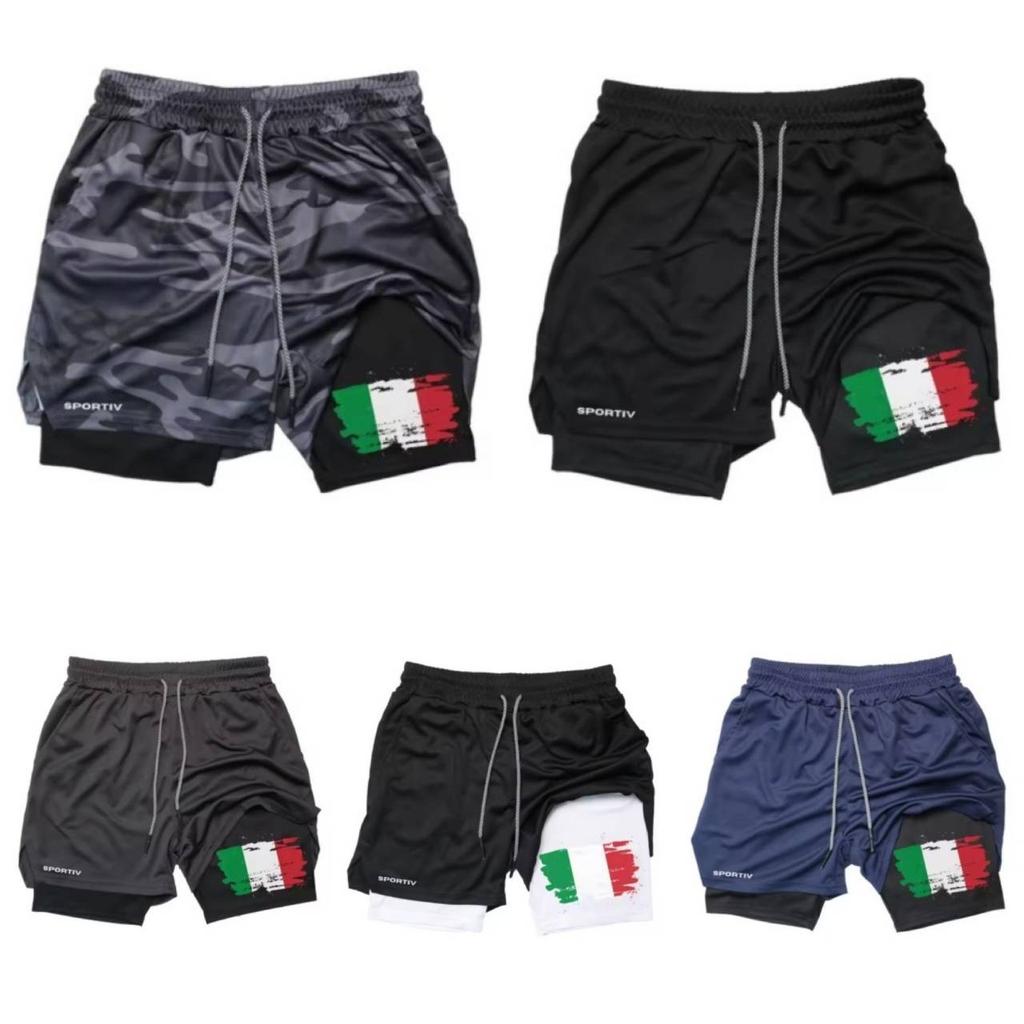 Camouflage Italy Flag Muay Thai Kick Boxing Shorts Men Women Unisex Casual Sportswear Double Layer Quick Dry Training Sport Gym Fitness Workout