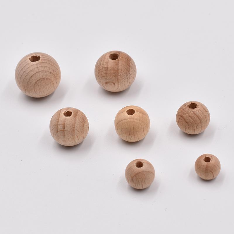50pcs Beech Wood Round Pearl Ball Wooden Spacer Craft Beads Farmhouse Decor Jewelry Making