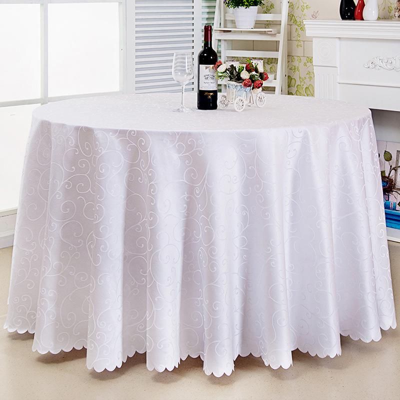 Polyester Jacquard Tablecloth Hotel Wedding Banquet Party Decoration Round White dustproof Table Covers for table Home Decor