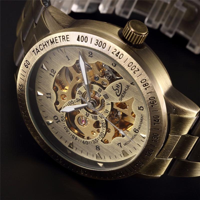 European-american Style Men's Fashion Casual Hollow Machine Vintage Bronze Automatic Mechanical Watch