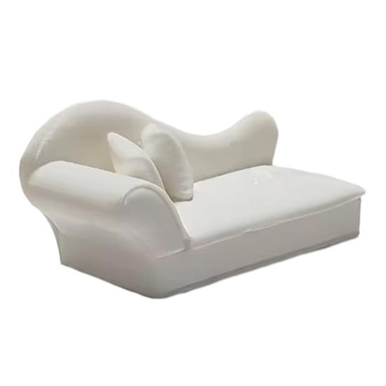 Miniature Chaise Sofa for Dollhouse 1:12 Scale with Pillows, European Collectible Handicraft Ornaments Style Simulation Recliner, Photography