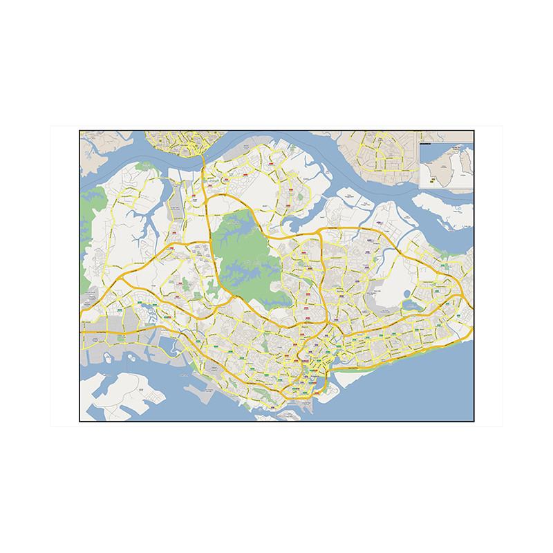 Mappa di Singapore Mappa Stradale Mappa del Terreno Cittadino e del Porto Articoli da Viaggio Poster Decorazioni Immagini Arredamento per la Casa Educazione Culturale