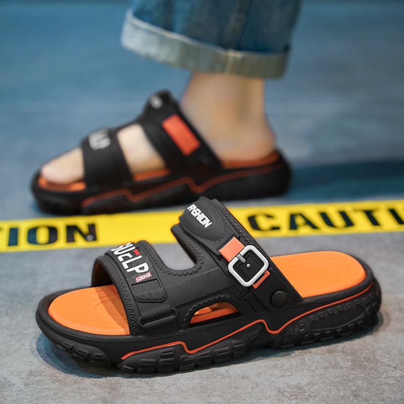 

Тапочки мужские 2025 летняя одежда, противоскользящие и дезодорирующие при наступании на дерьмо, мужские двухцелевые спортивные пляжные сандалии на платформе для вождения 38