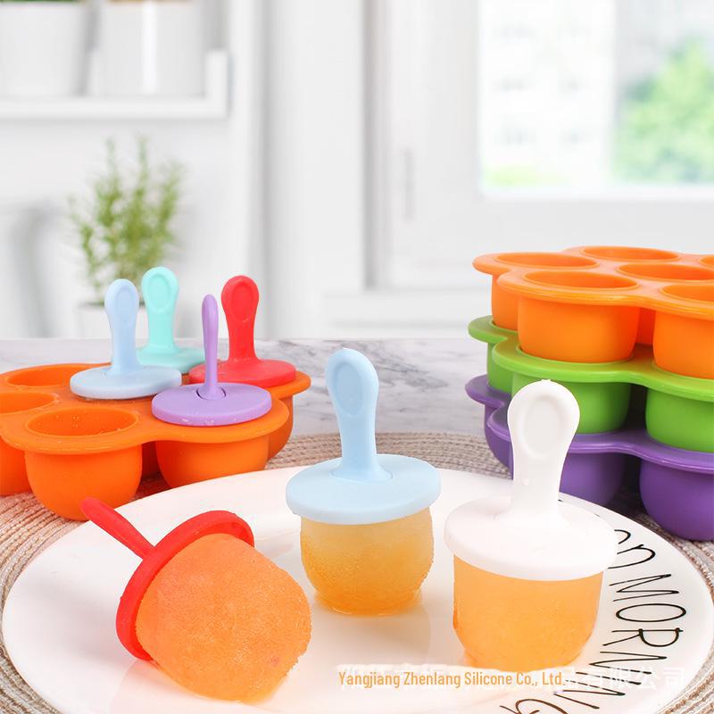 Stampo per ghiaccioli in silicone a sette fori per gelati fatti in casa - Vaschetta per il ghiaccio per uso alimentare