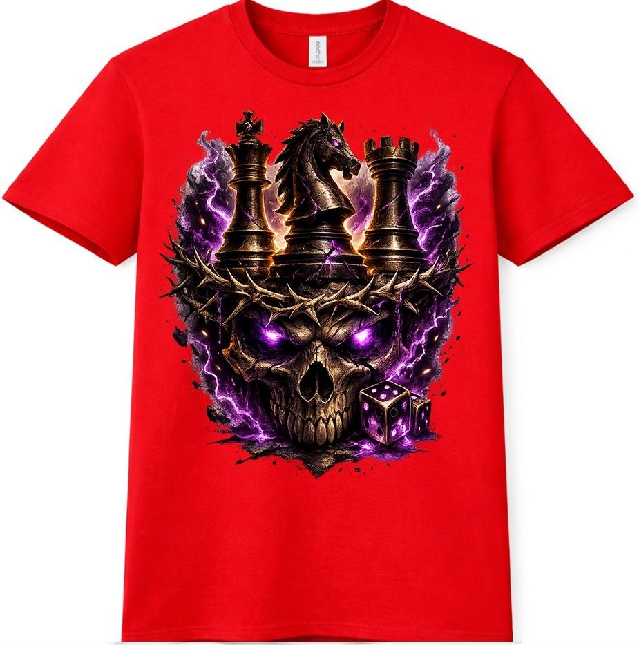 Skull Chess TShirt King Knight Rook Dark Gothic Fantasy Design Graphic Tee S