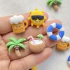 10Pcs New Cute Resin Cartoon Beach Coconut, Coconut Tree Series Flat Back Scrapbooking DIY Jewelry Craft Decoration Accessories