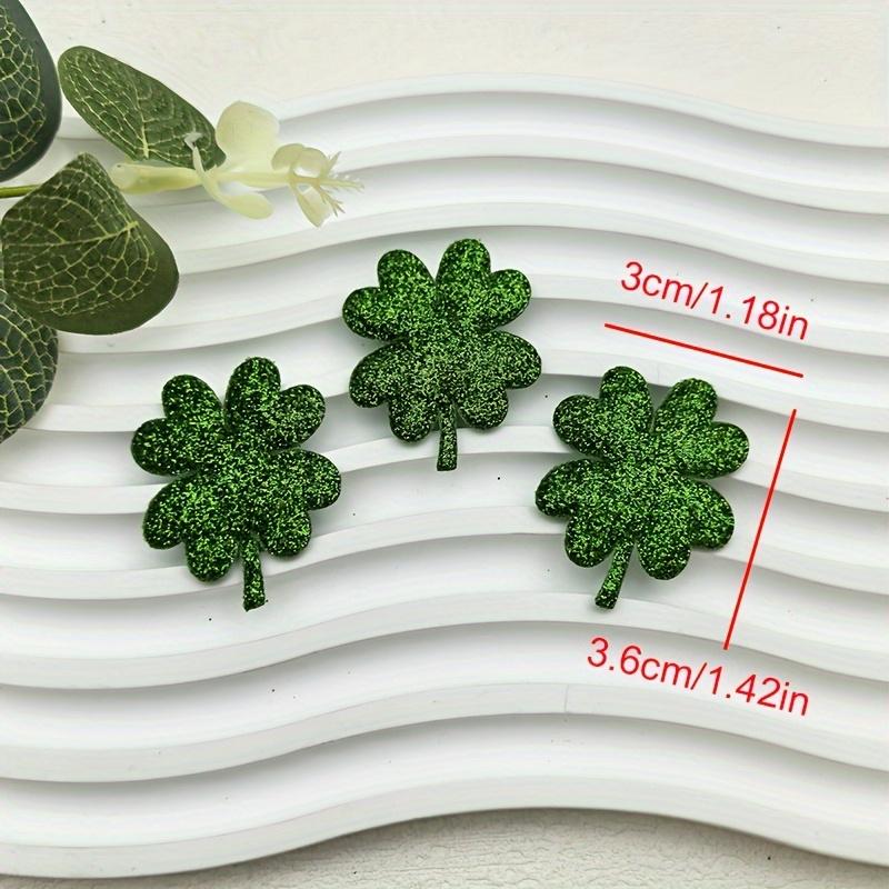 30pcs Green and Glitter Four-Leaf Clover Patches,Dual-Sided, DIY Crafts, Pet Accessories,Shoe and Hat Decorations,craft Supplies