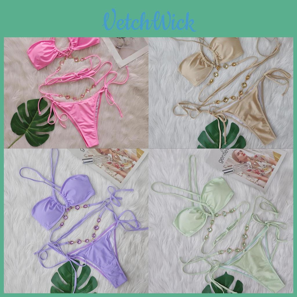 Sexy Bikini With Cross Tie Straps For Beach Swimwear Sexy Womens Swimsuit For Vacation