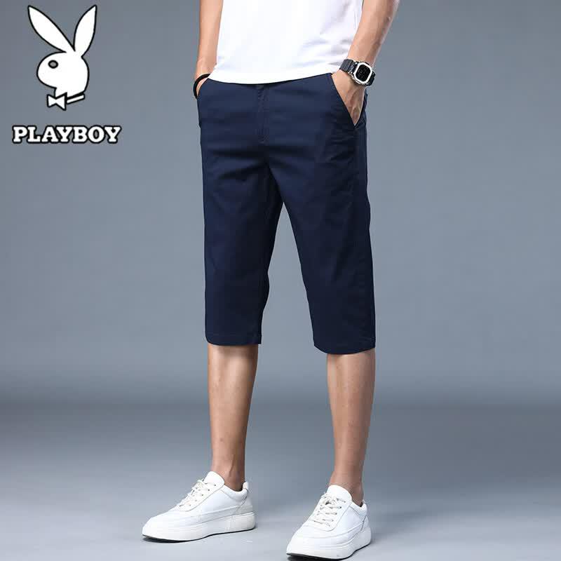 PLAYBOY Men s Summer Cool-Touch Quick-Dry Casual Cropped Chinos 38
