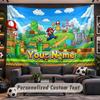 Wall Hanging Tapestry Custom NameSuper Mario Pattern Personalized Printed Fabric Wall Decor
