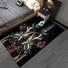 "Skull with Top Hat, Guns, Roses, and Ace of Spades Printed Carpet" Suitable for use as an anti-slip for living room bedroom sofas