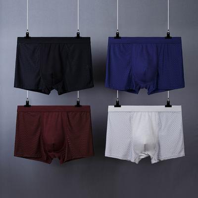 Bamboo Hole Mesh Ice Silk Panties for Men Breathable Male Underpants Summer Shorts Boxers Homme Large Size
